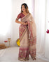 Vasthrlay Handloom Beige Blue Traditional Saree