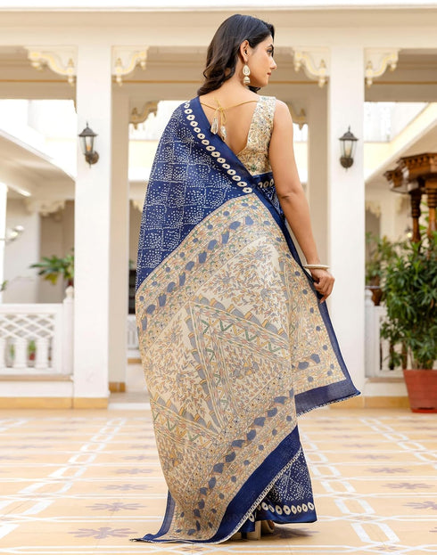 Vasthrlay Bandhani Printed Unstitched Wine Saree
