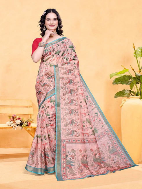 Vasthrlay Printed Unstitched Mustard Free Ethnic Wear