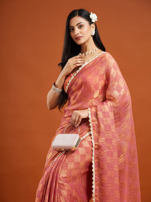 Vasthrlay Orange Unstitched Saree
