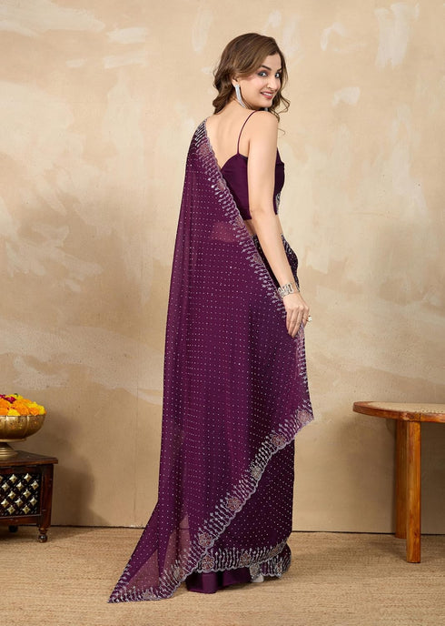 Vasthrlay Siroski Unstitch Purple Ethnic Wear