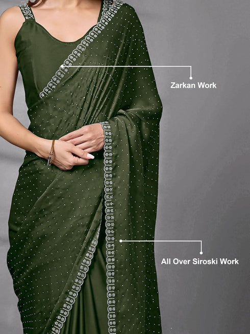 Vasthrlay Georgette Siroski Unstitched Black Ethnic Wear