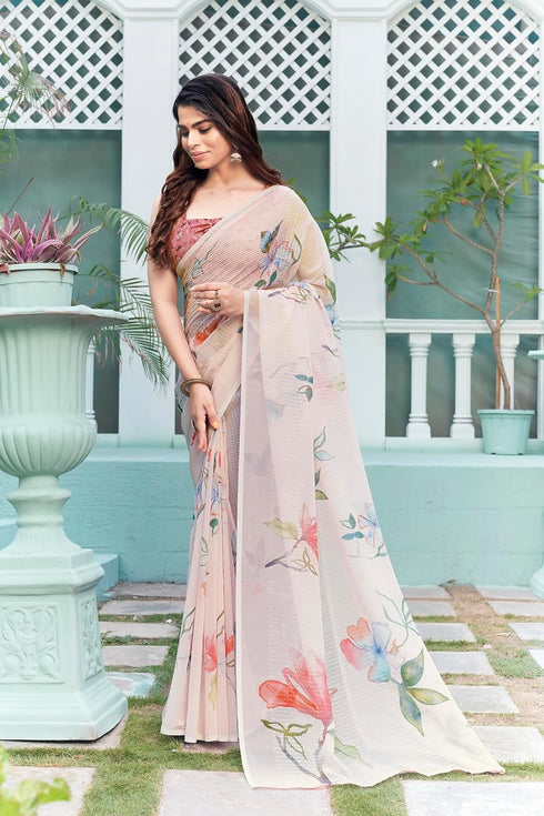 Vasthrlay Georgette Sequence Pink Ethnic Wear