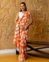 Vasthrlay Georgette Printed Green Saree With White Unstitched Blouse Piece