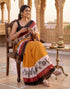 Vasthrlay Womens Printed Unstitched Olive Green Saree