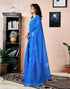 Vasthrlay Chanderi Printed Blue Saree With Unstitched Blouse Piece