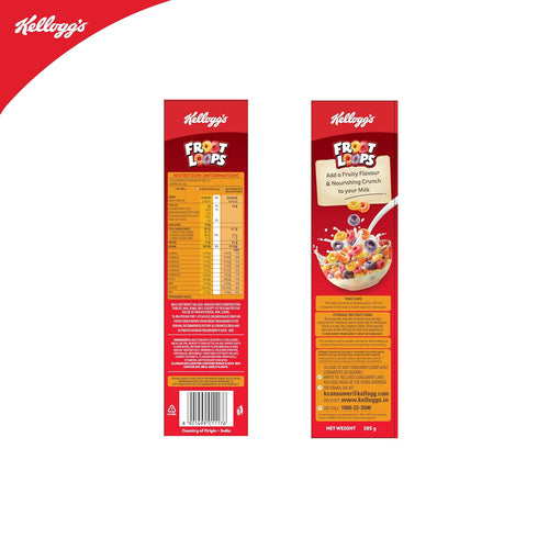 Kellogg's Froot Loops 285g Mixed Fruit Flavour Crunchy Multigrain Breakfast Cereal