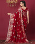 Vasthrlay Kanjivaram Banarasi Unstitched Red Saree
