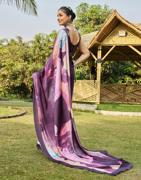Vasthrlay Printed Tassels Unstitched Maroon Saree