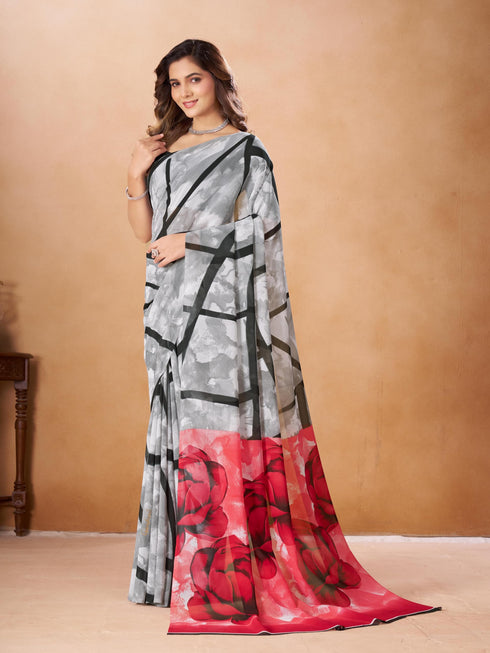 Vasthrlay Yellow Georgette Unstitched Saree