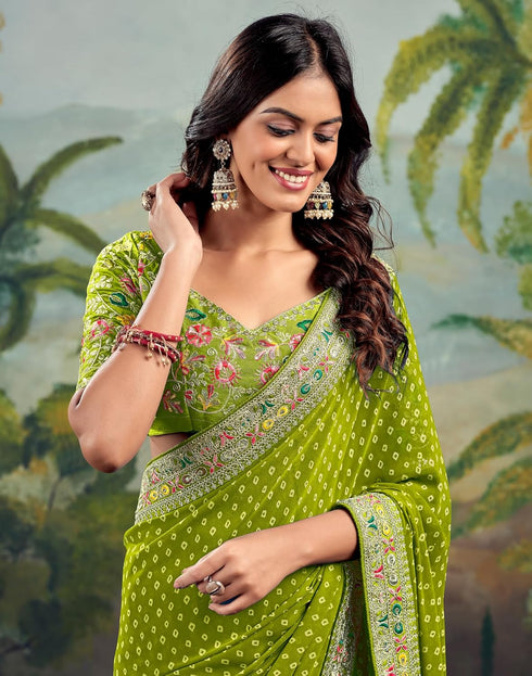 Vasthrlay Georgette Embroidery Unstitched Purple Saree
