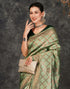 Vasthrlay Banarasi Kanjeevaram Unstitched Beige Saree