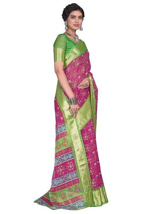 Vasthrlay Organza Bandhani Green Ethnic Wear