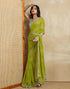 Vasthrlay Georgette Bandhani Unstitched Green Saree