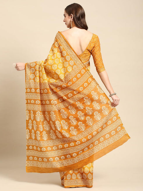 Vasthrlay Cotton Printed Mulmul Blue Saree