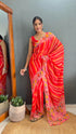 Vasthrlay Red Georgette Unstitched Saree