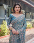 Vasthrlay Turquoise Embroidery Traditional Saree