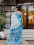 Vasthrlay Womens Printed Unstitched White Saree