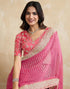 Vasthrlay Georgette Bandhani Unstitched Dark Green Saree
