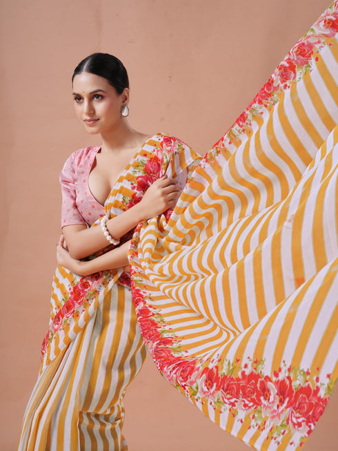 Vasthrlay Pink Unstitched Saree