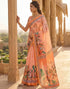 Vasthrlay Womens Printed Unstitched Peach Saree
