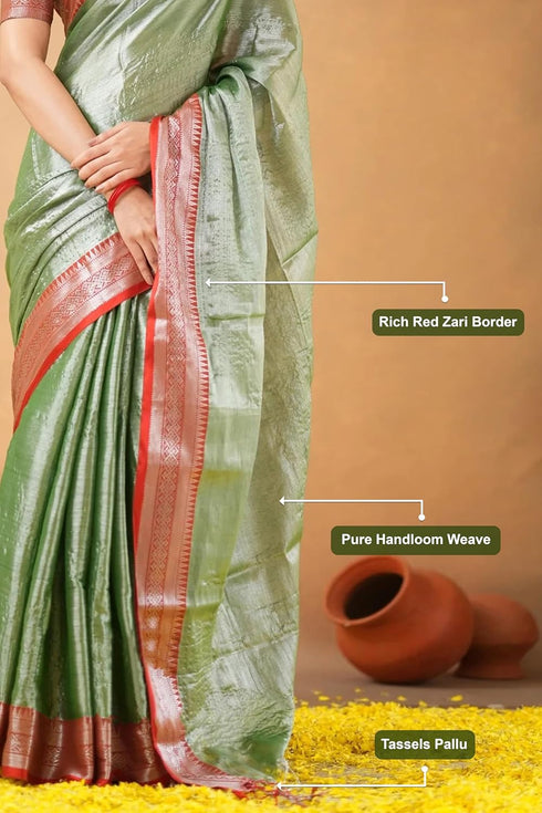 Vasthrlay Handloom Unstitched Beigered Ethnic Wear