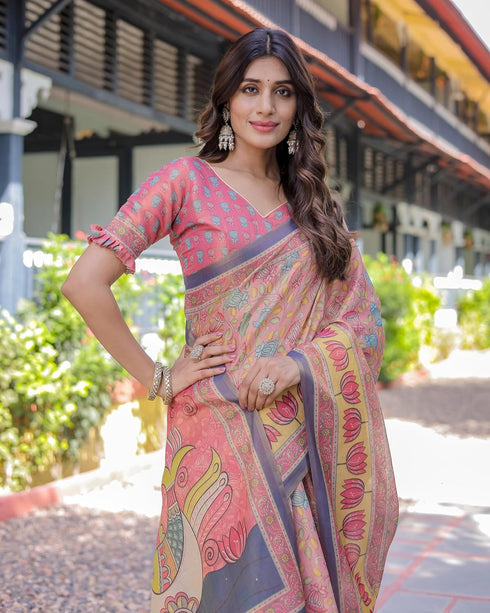 Vasthrlay Handloom Cotton Tassels Saree