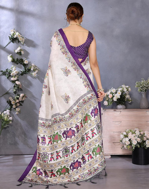 Vasthrlay Printed Unstitched Saree Az Ya Shaadi