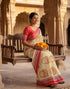 Vasthrlay Womens Printed Unstitched Off White Saree