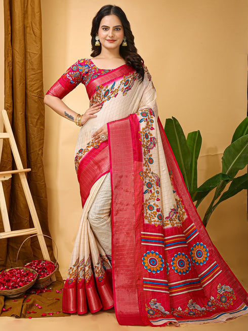 Vasthrlay Kalamkari Printed Unstitched Cm Ethnic Wear