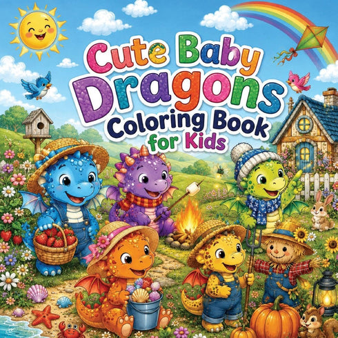 Cute Baby Dragons Coloring Book for Kids