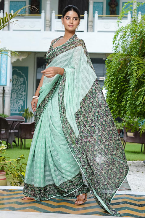 Vasthrlay Fashion Georgette Geometric Printed Ethnic Wear