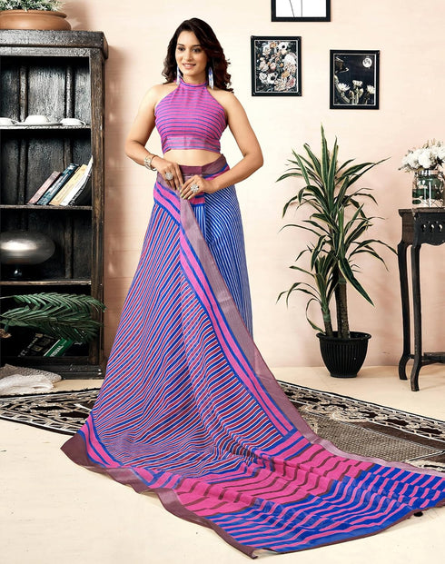 Vasthrlay Womens Printed Unstitched Dark Green Saree