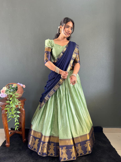 Vasthrlay Traditional Banarasi Contrasting Lemonrama
