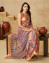 Vasthrlay Georgette Printed Multicolor Saree With Unstitched Blouse Piece