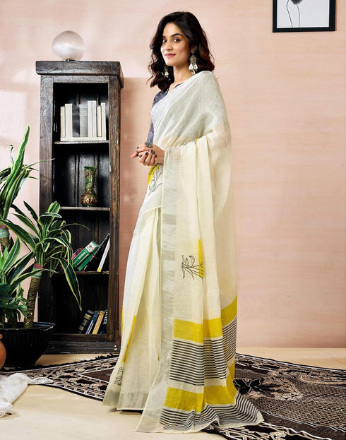 Vasthrlay Womens Printed Unstitched Olive Green Saree
