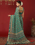Vasthrlay Georgette Bandhani Teal Green Saree With Unstitched Blouse Piece