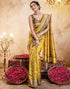 Vasthrlay Jacquard Banarasi Mustard | Golden Border Saree With Unstitched Blouse Piece
