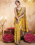 Vasthrlay Jacquard Banarasi Unstitched Mustard Saree