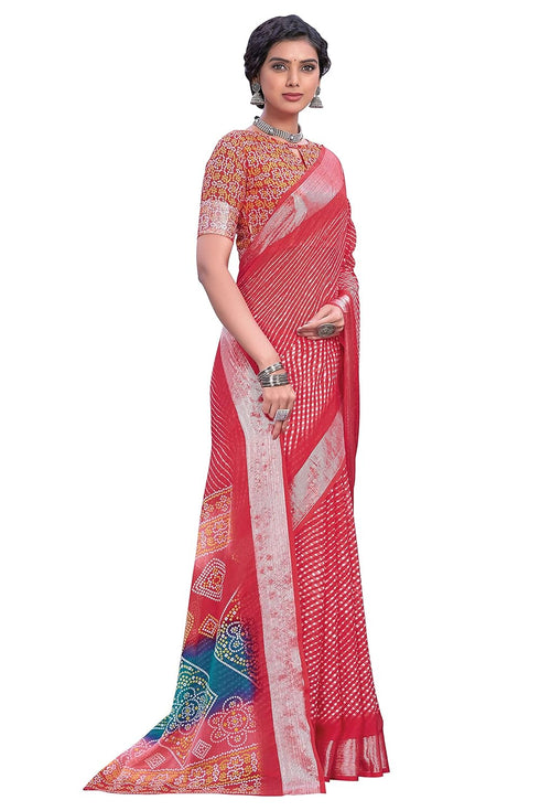 Vasthrlay Bandhani Chiffon Rani Ethnic Wear