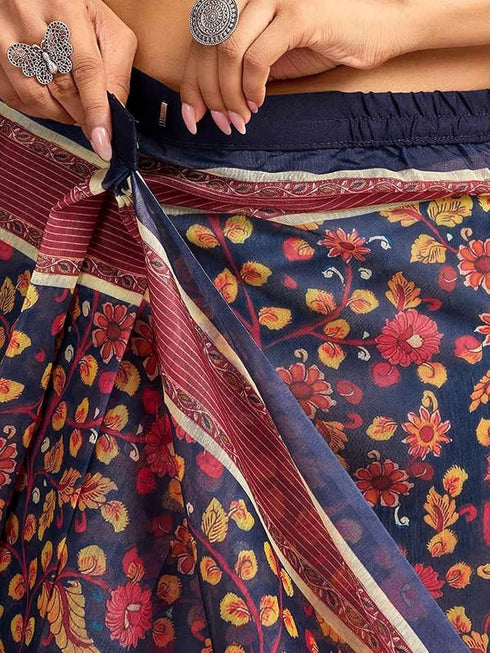 Vasthrlay Chanderi Printed Coffee Saree