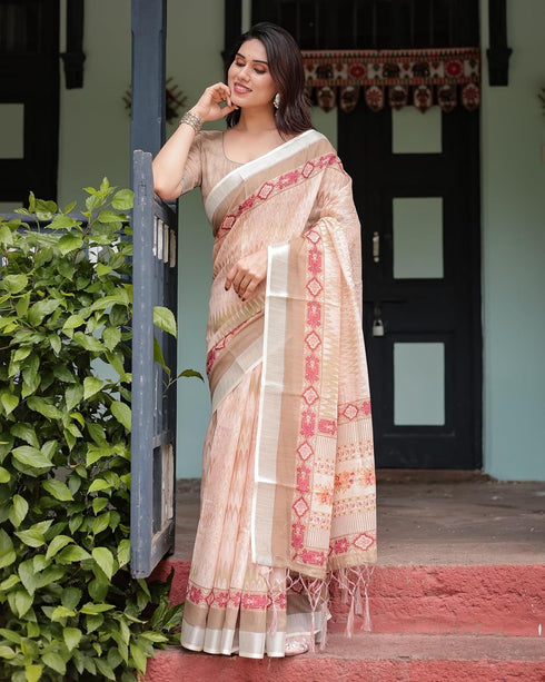 Vasthrlay Floral Printed Tassels Saree