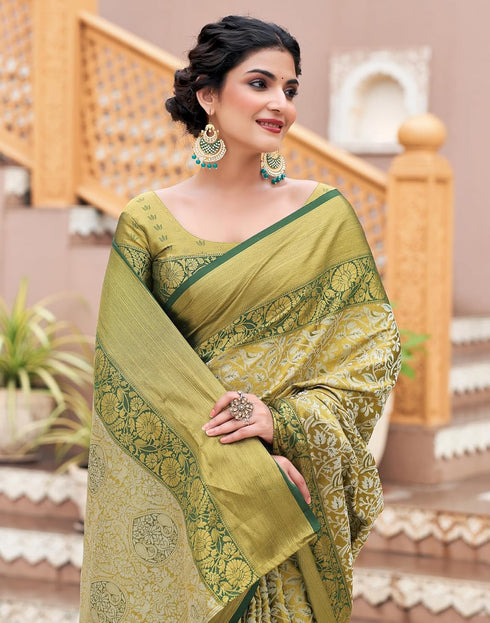 Vasthrlay Banarasi Kanjivaram Unstitched Black Saree