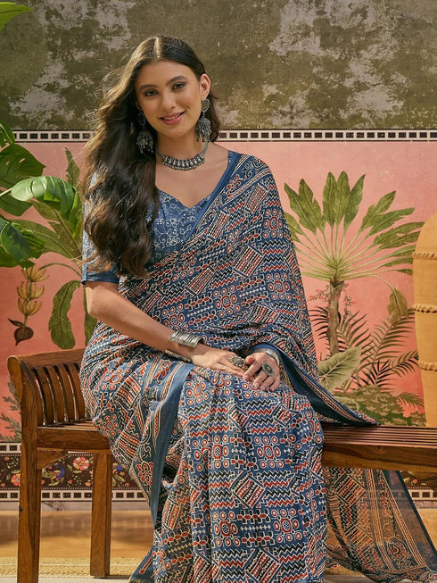 Vasthrlay Printed Yellow Saree