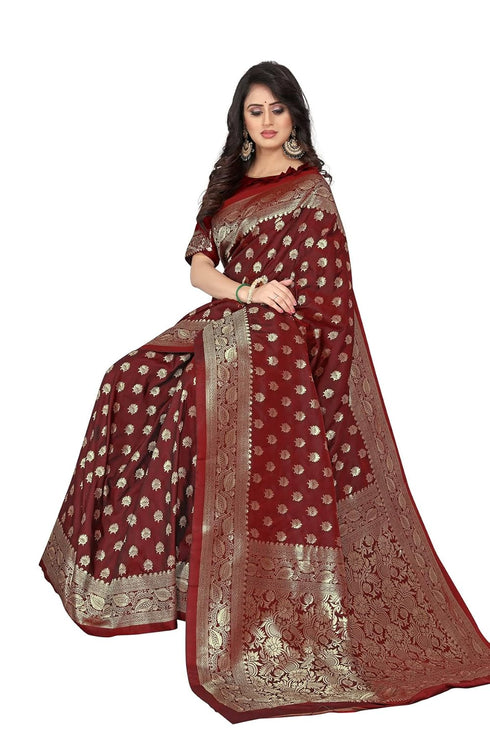 VasthrlayWomen's Maroon Kanchipuram Saree