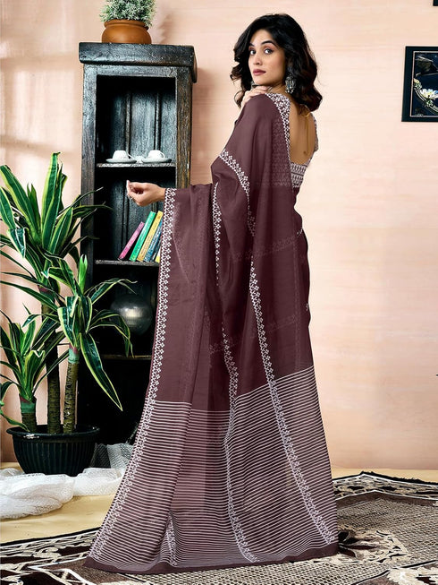 Vasthrlay Kashmiri Minakari Navy Navy Blue Saree