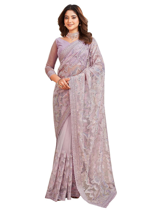 Vasthrlay Embroidery Unstitch Purple Ethnic Wear