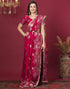 Vasthrlay Kanjivaram Banarasi Unstitched Red Saree