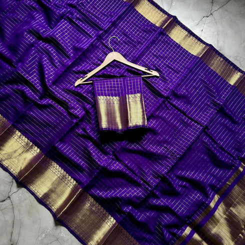 Vasthrlay Banarasi Checked Matching Unstitched