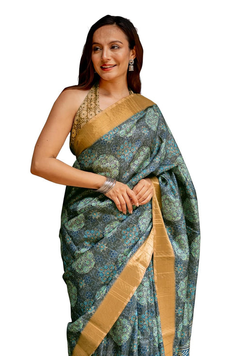 Vasthrlay Fashion Handloom Printed Dusty Ethnic Wear
